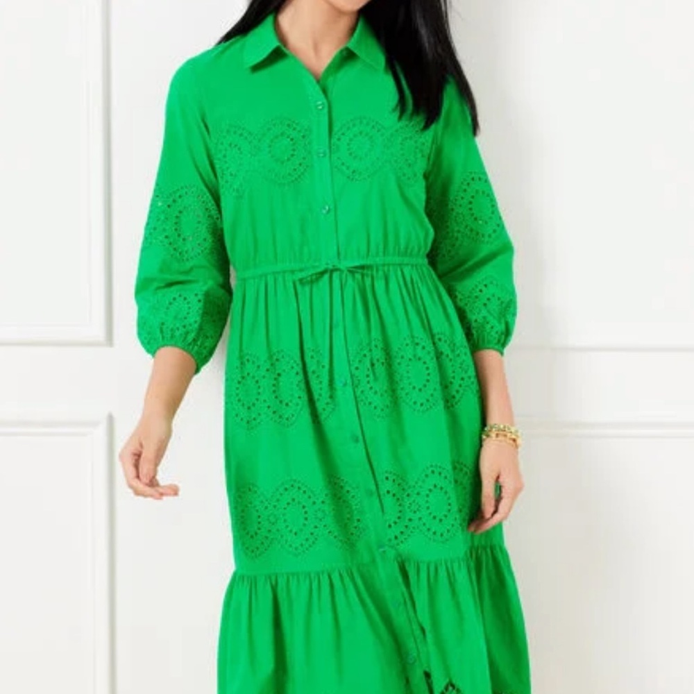 Talbots EYELET PUFF SLEEVE POPLIN SHIRTDRESS - Size 6